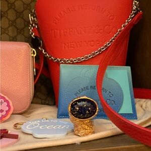 Yves Saint Laurent Gold and Blue Arty Statement Ring